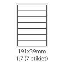 etikety ECODATA Samolepiace 191x39 univerzálne biele 7ks/A4 (100 listov A4/bal.)