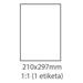 etikety ECODATA Samolepiace 210x297 mm, biele, lesklý papier, 1ks/A4, zadný násek, (1000 listov A4/bal.)