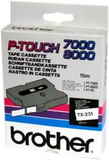 páska BROTHER TX231 Black On White Tape (12mm)