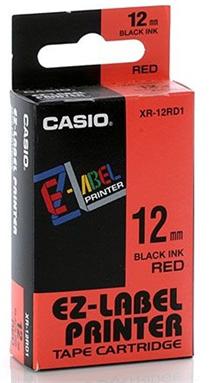 páska CASIO XR-12RD1 Black On Red Tape EZ Label Printer (12mm)
